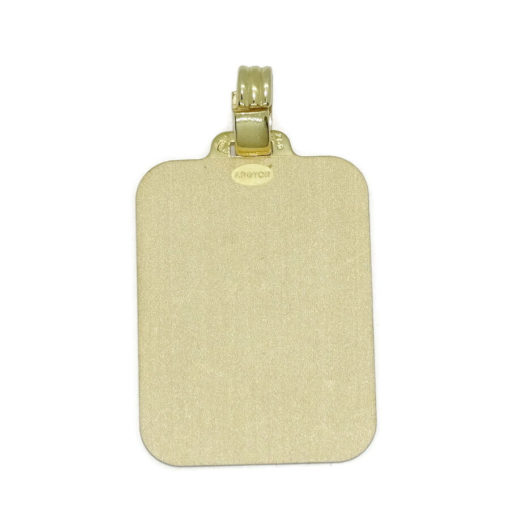 Placa de oro amarillo mate y brillo con grabado de grecas todo oro de 18k para hombre o mujer - Imagen 3