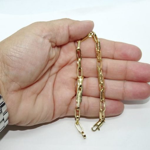 Pulsera de Oro Amarillo de 18k de oro para Hombre o mujer modelo forzada doble de 5mm de ancho y 21.50 cm de Larga. - Imagen 3