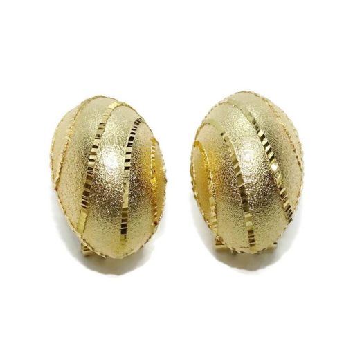 Espectaculares pendientes de oro amarillo de 18K brillo y mate con cierre omega - Imagen 5