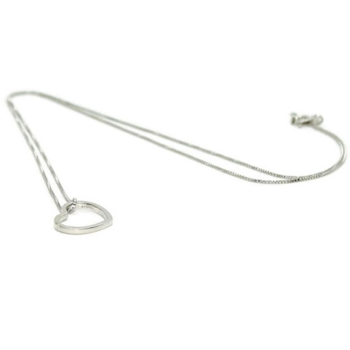 Collar con corazón de oro blanco de 18k y cadena veneciana de oro amarillo de 18k de 40cm de larga - Imagen 5