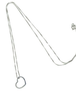 Collar con corazón de oro blanco de 18k y cadena veneciana de oro amarillo de 18k de 40cm de larga