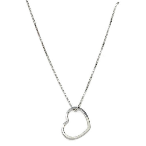 Collar con corazón de oro blanco de 18k y cadena veneciana de oro amarillo de 18k de 40cm de larga - Imagen 7