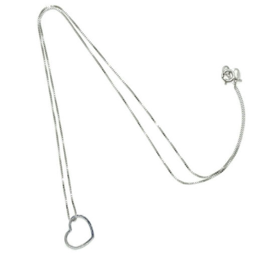 Collar con corazón de oro blanco de 18k y cadena veneciana de oro amarillo de 18k de 40cm de larga