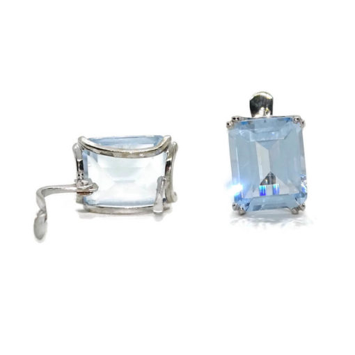 Pendientes de oro blanco de 18K con 2 circonitas azules - Imagen 5