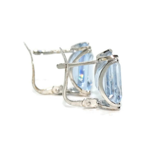 Pendientes de oro blanco de 18K con 2 circonitas azules - Imagen 4