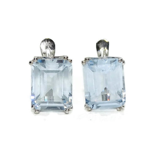 Pendientes de oro blanco de 18K con 2 circonitas azules