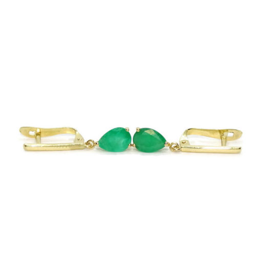 Preciosos pendientes en oro amarillo de 18k con 2 esmeraldas naturales talla lagrima de 7x5 - Imagen 8