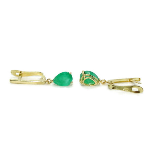 Preciosos pendientes en oro amarillo de 18k con 2 esmeraldas naturales talla lagrima de 7x5 - Imagen 7