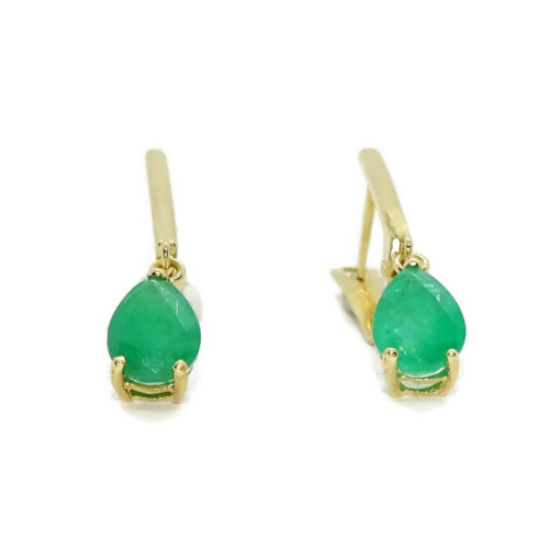 Preciosos pendientes en oro amarillo de 18k con 2 esmeraldas naturales talla lagrima de 7x5 - Imagen 4