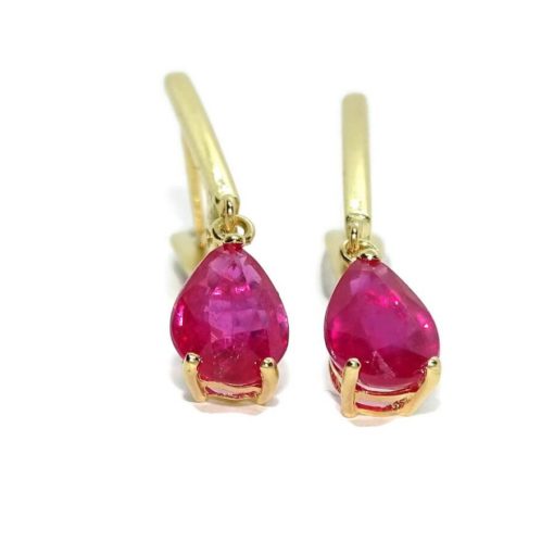 Preciosos pendientes en oro amarillo de 18k con 2 rubis naturales talla lagrima de 7x5 - Imagen 9