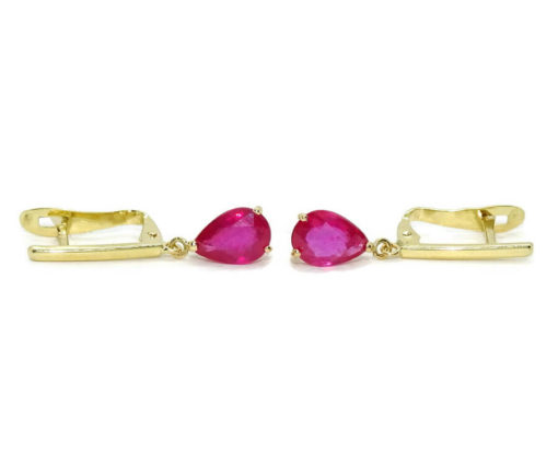 Preciosos pendientes en oro amarillo de 18k con 2 rubis naturales talla lagrima de 7x5 - Imagen 8