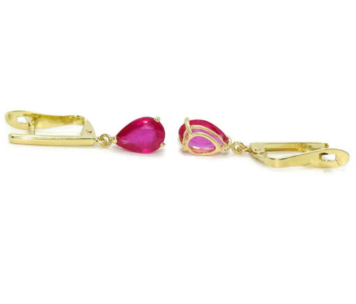 Preciosos pendientes en oro amarillo de 18k con 2 rubis naturales talla lagrima de 7x5 - Imagen 7