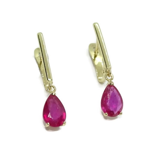 Preciosos pendientes en oro amarillo de 18k con 2 rubis naturales talla lagrima de 7x5 - Imagen 6