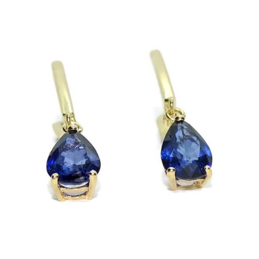 Preciosos pendientes en oro amarillo de 18k con 2 zafiros naturales talla lagrima de 7x5. - Imagen 8