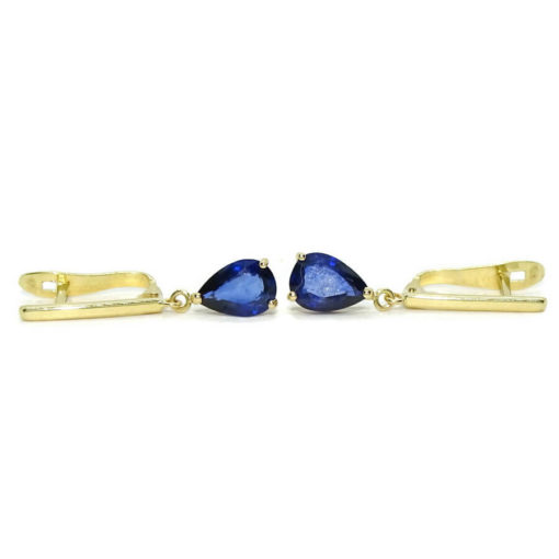 Preciosos pendientes en oro amarillo de 18k con 2 zafiros naturales talla lagrima de 7x5. - Imagen 7