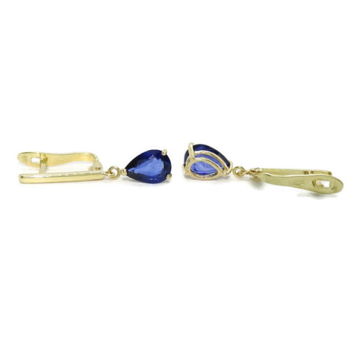 Preciosos pendientes en oro amarillo de 18k con 2 zafiros naturales talla lagrima de 7x5. - Imagen 6