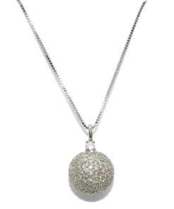Colgante bola de discoteca ochentera de 2.11cts de diamantes en oro blanco de 18k.
