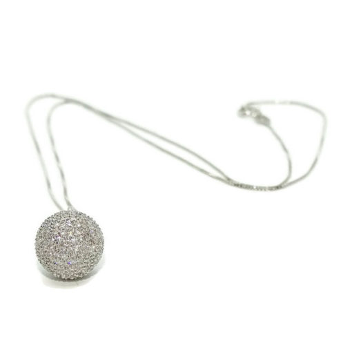 Colgante bola de discoteca ochentera de 2.11cts de diamantes en oro blanco de 18k. - Imagen 7