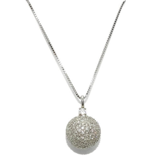 Colgante bola de discoteca ochentera de 2.11cts de diamantes en oro blanco de 18k.