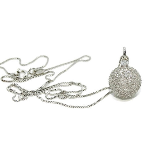 Colgante bola de discoteca ochentera de 2.11cts de diamantes en oro blanco de 18k. - Imagen 4