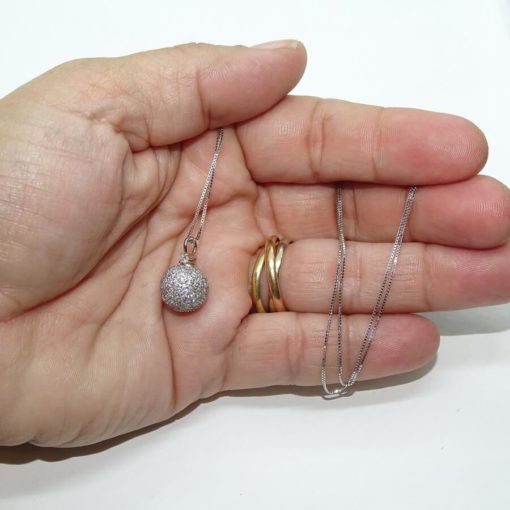 Colgante bola de discoteca ochentera de 2.11cts de diamantes en oro blanco de 18k. - Imagen 3