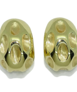 Pendientes oro amarillo mate y brillo de 18k salvaje oeste para mujer con cierre omega.
