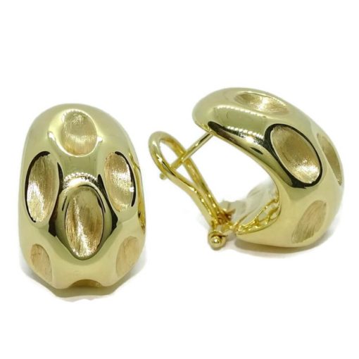 Pendientes oro amarillo mate y brillo de 18k salvaje oeste para mujer con cierre omega. - Imagen 8