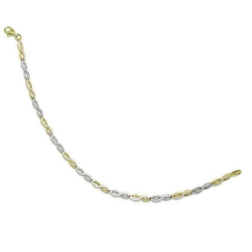 Pulsera semi-rígida de oro amarillo y oro blanco de 18k con infinitos y circonitas. - Imagen 5