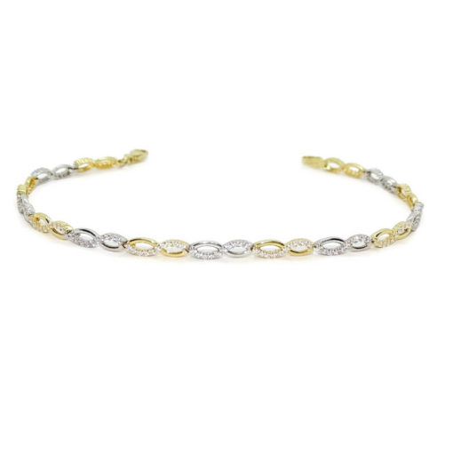 Pulsera semi-rígida de oro amarillo y oro blanco de 18k con infinitos y circonitas. - Imagen 6