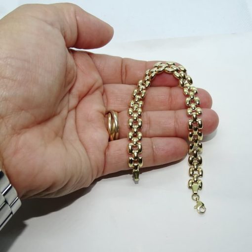 Pulsera clásica para mujer de Oro Amarillo de 18k de 19.00cm de Larga. Cierre mosquetón Peso; 4.85 gr de oro de 18k. - Imagen 3