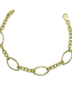 Pulsera para mujer de oro amarillo de 18k con eslabones ovalados y redondos. 4.10gr de oro de 18k