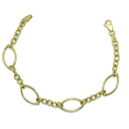 Pulsera para mujer de oro amarillo de 18k con eslabones ovalados y redondos. 4.10gr de oro de 18k