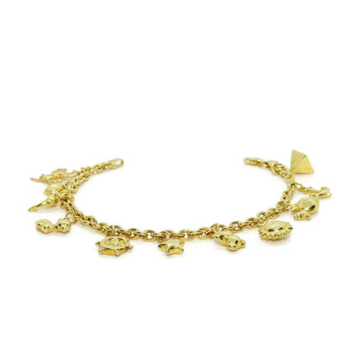 Preciosa y alegre pulsera para mujer de oro amarillo de 18k con 11 motivos y cadena rolo - Imagen 6