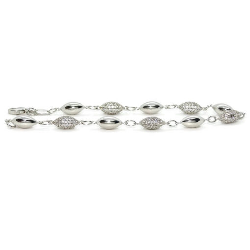 Preciosa pulsera con bellotas de oro blanco de 18k y circonitas. 19.00 cm de larga con cierre mosquetón. Peso; 6.35gr - Imagen 6