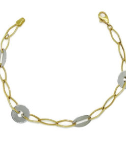 Pulsera para mujer de oro bicolor de 18k con cadena de 5.00 mm de ancha