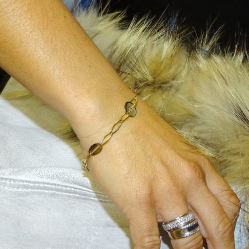 Pulsera para mujer de oro bicolor de 18k con cadena de 5.00 mm de ancha - Imagen 2