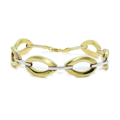 Pulsera para mujer de oro amarillo mate y brillo y oro blanco todo de 18k, semi-rígida - Imagen 8