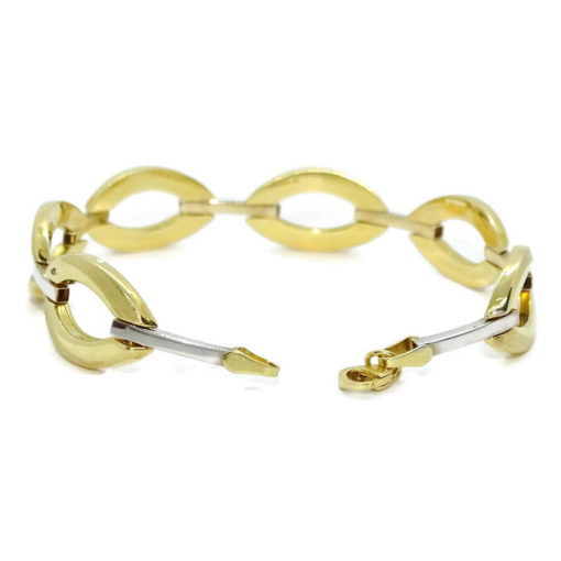 Pulsera para mujer de oro amarillo mate y brillo y oro blanco todo de 18k, semi-rígida - Imagen 7