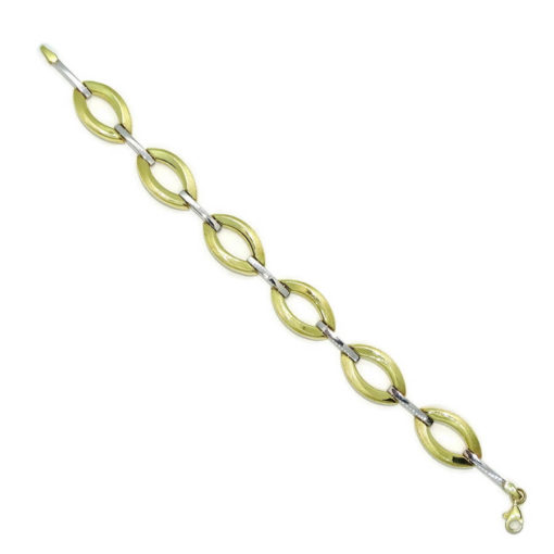 Pulsera para mujer de oro amarillo mate y brillo y oro blanco todo de 18k, semi-rígida - Imagen 6