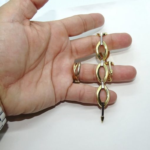 Pulsera para mujer de oro amarillo mate y brillo y oro blanco todo de 18k, semi-rígida - Imagen 3