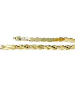 Pulsera para mujer de oro amarillo mate y brillo de 18k semi-rígida de 4.50 mm de ancha
