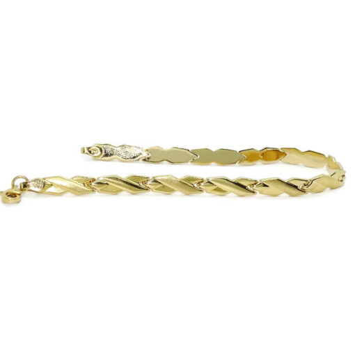 Pulsera para mujer de oro amarillo mate y brillo de 18k semi-rígida de 4.50 mm de ancha