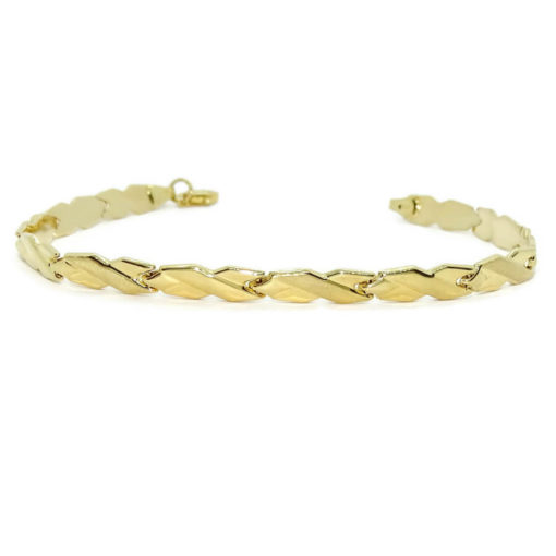 Pulsera para mujer de oro amarillo mate y brillo de 18k semi-rígida de 4.50 mm de ancha - Imagen 4