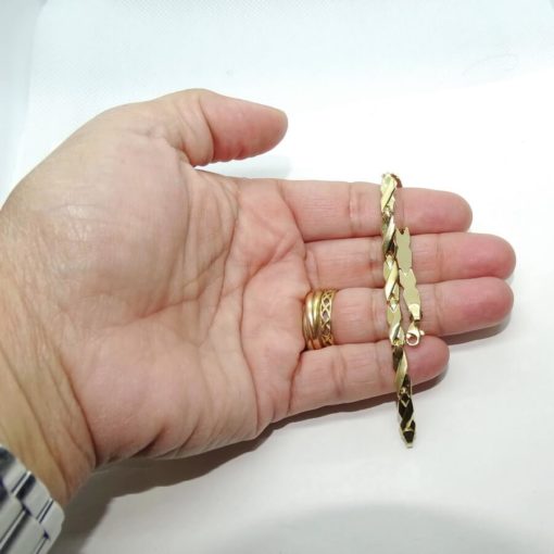 Pulsera para mujer de oro amarillo mate y brillo de 18k semi-rígida de 4.50 mm de ancha - Imagen 3