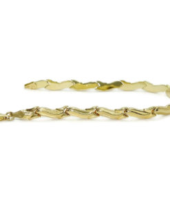 Pulsera clásica para mujer de oro amarillo mate y brillo de 18k semi-rígida