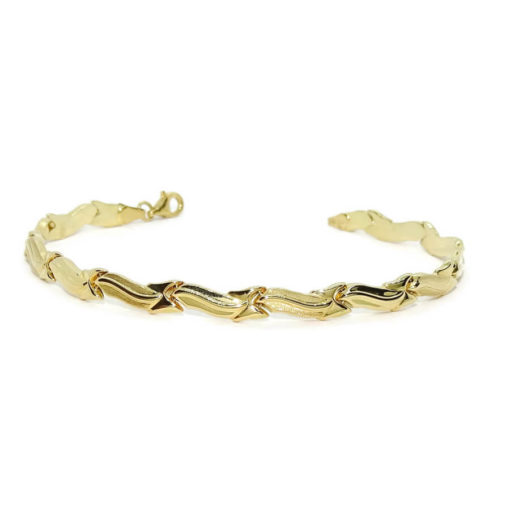 Pulsera clásica para mujer de oro amarillo mate y brillo de 18k semi-rígida - Imagen 4