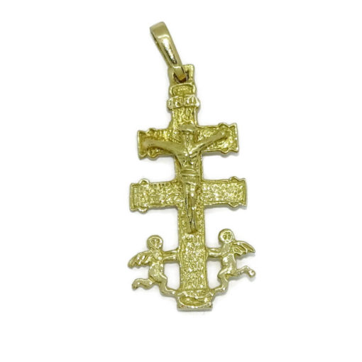 Bonita Cruz de Caravaca con sus 2 emblematicos angelitos a sus pies toda de oro de 18k. 3.00 gr de oro de 18k - Imagen 7