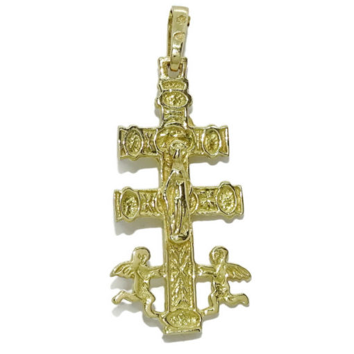 Bonita Cruz de Caravaca con sus 2 emblematicos angelitos a sus pies toda de oro de 18k. 3.00 gr de oro de 18k - Imagen 4