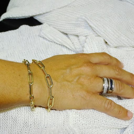 Pulsera de Oro Amarillo de 18k de oro para mujer modelo forzada de 5.50 mm de ancho y 20.00 cm de Larga. Peso; 3.60 gr de Oro de 18k. - Imagen 2