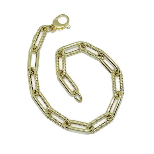Pulsera de Oro Amarillo de 18k de oro para mujer modelo forzada doble de 7.00 mm de ancho y 19.50 cm de Larga. Peso; 4.80 gr de Oro de 18k. - Imagen 4